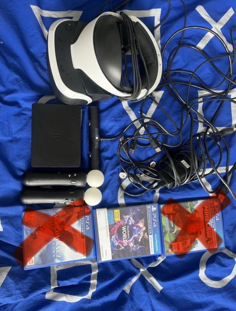 PS VR GOOGLE caly zestaw plus gry