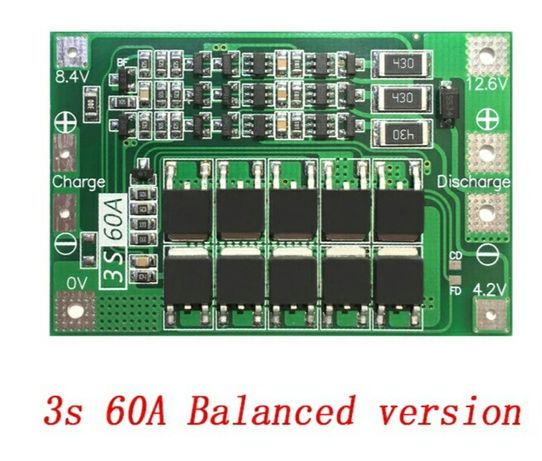 BMS 3S 60A 12,6V Контроллер БМС 3S c балансировкой для Li-ion аккум.