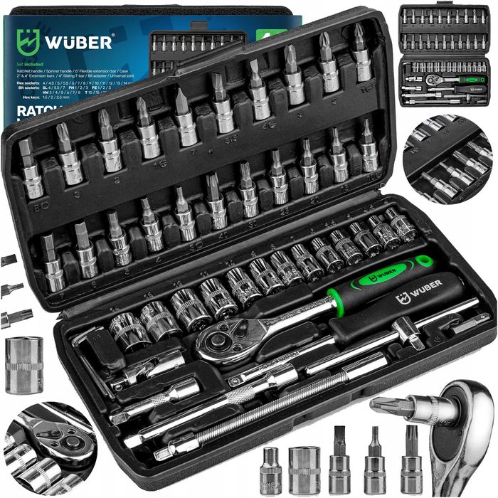 Zestaw Narzędzi Bitów Nasadek 46 Elementów