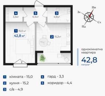 Продам 1к квартиру близько озера, можна в розтермінування