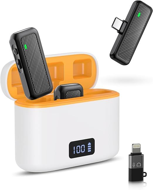 2x Bezprzewodowy mikrofon krawatowy Etui ładujące do vlogów TikTok You