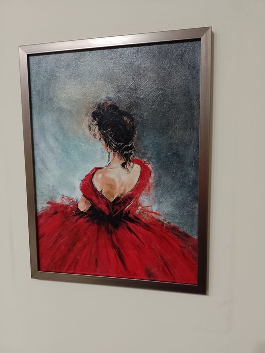 Dekoracja Obraz do pokoju salonu Kobieta w czerwonej sukni Ramka 40x30