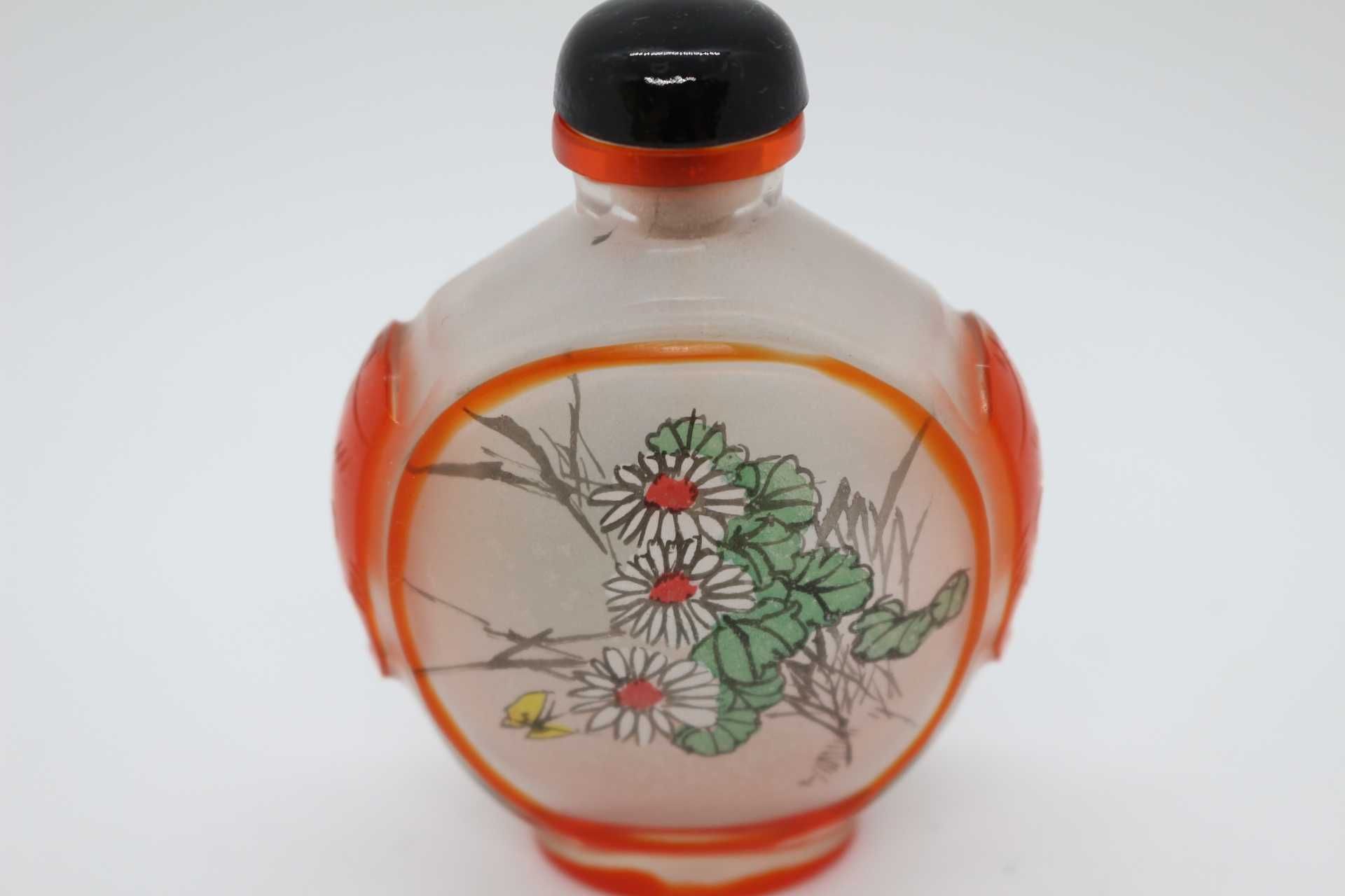 Snuff Bottle em Vidro Peking  Paisagem e Floral XIX