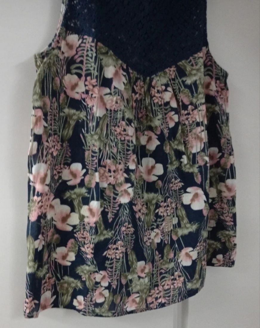 Top bluzka KappAhl XS koronka kwiaty bawełna
