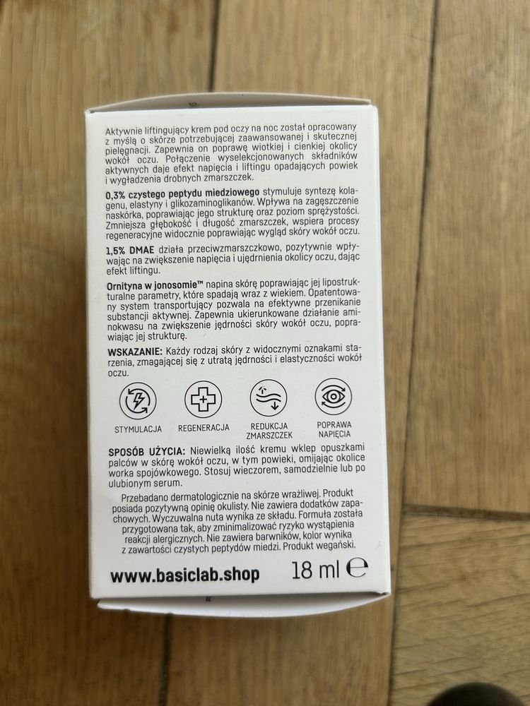 basiclab dermocosmetics aktywnie liftingujacy krem na noc pod oczy