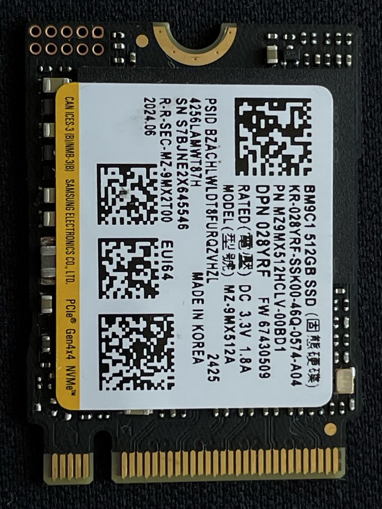 Ssd m2 2230 NVMe Samsung BM9C1 512gb Gen 4x4