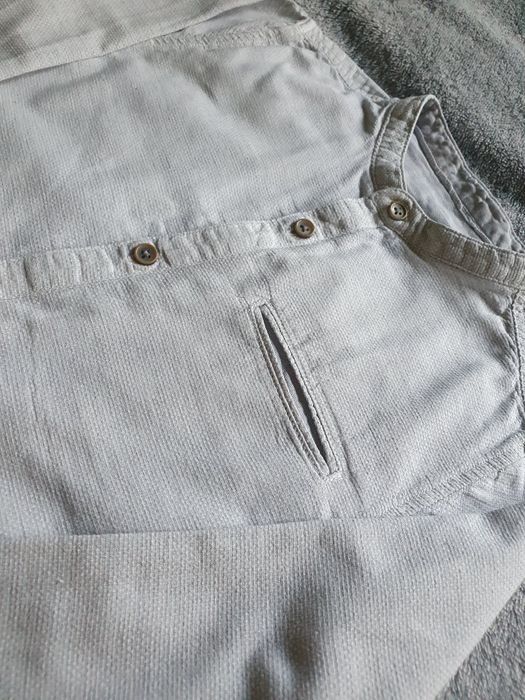Koszula elegancka ze stójką bawełniana beżowa Zara Boys 116/122cm