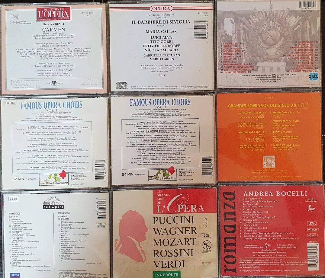 Cds operas, 3 tenores Pavarotti, Carreras, Domingo, Callas, Bocelli.