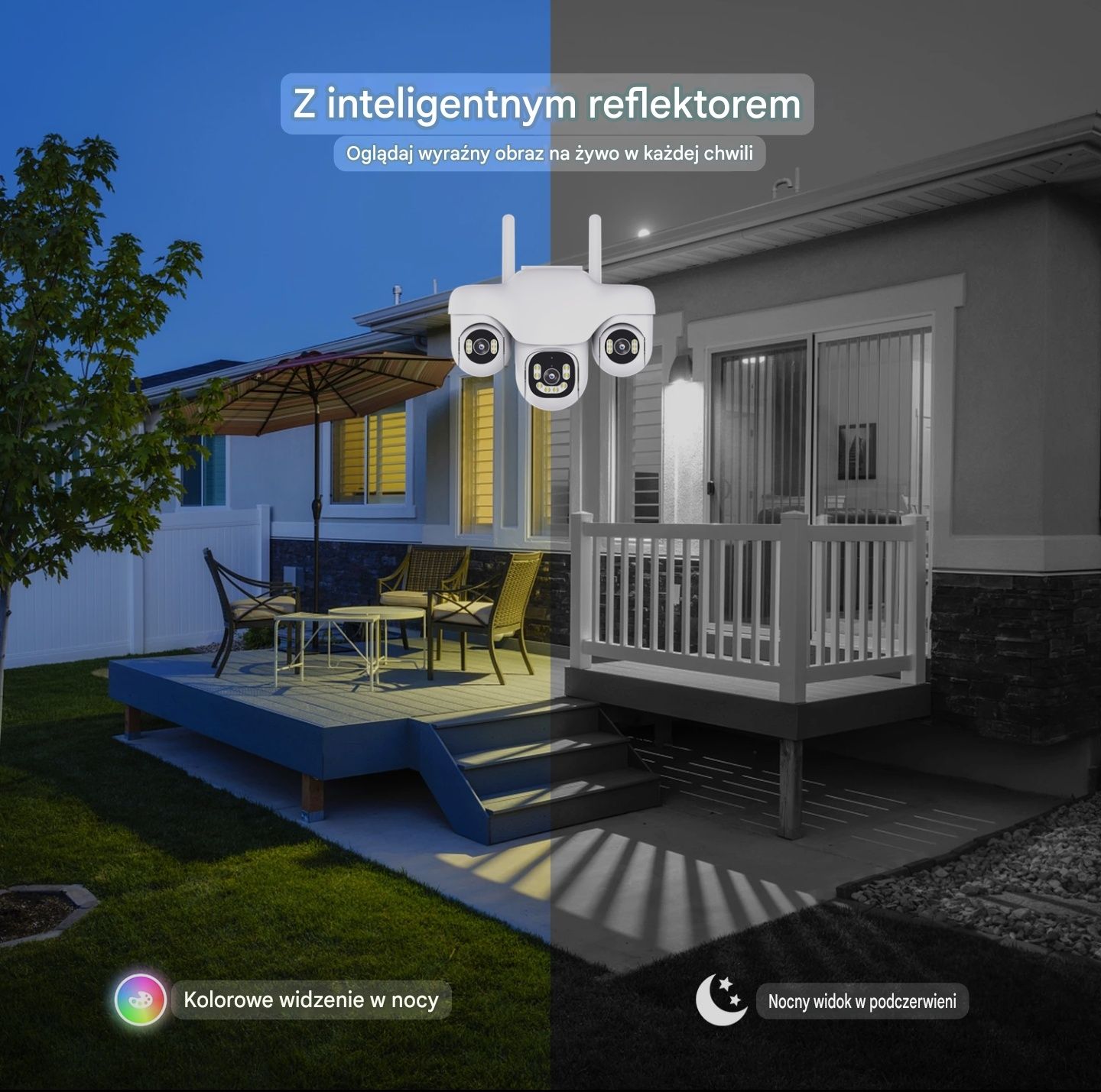 Kamera WIFI 3 obiektywy 15MP Obrotowa IP66