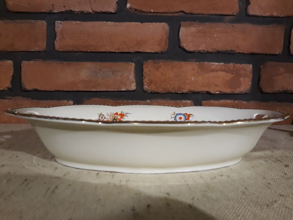 Duża patera, porcelana Schumann, Porcelana Bavaria, Kwiaty, Złoto