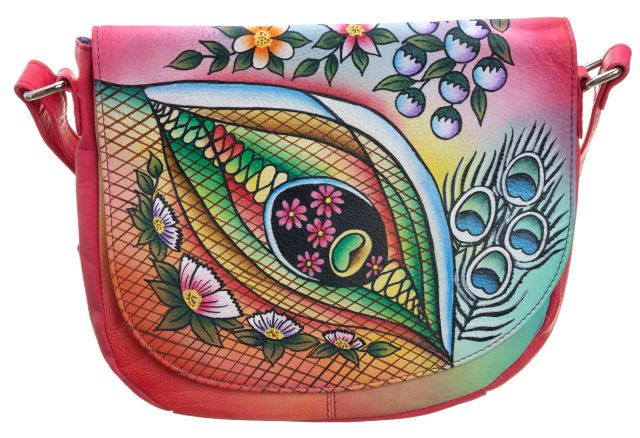 piękna torebka folk ręcznie malowana skóra handmade