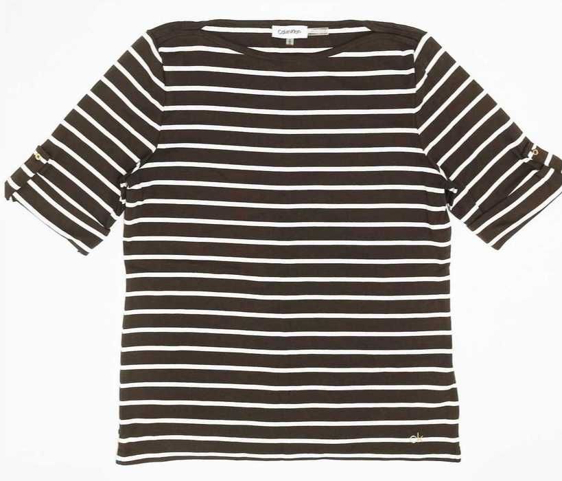 CALVIN KLEIN USA Damska Koszulka T-Shirt Bluzka w Paski 100% Bawelna