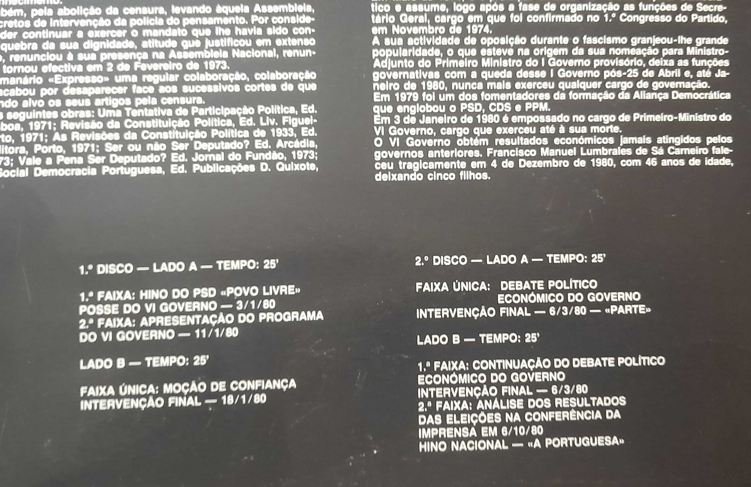 Disco vinil Sá Carneiro,  recordação viva