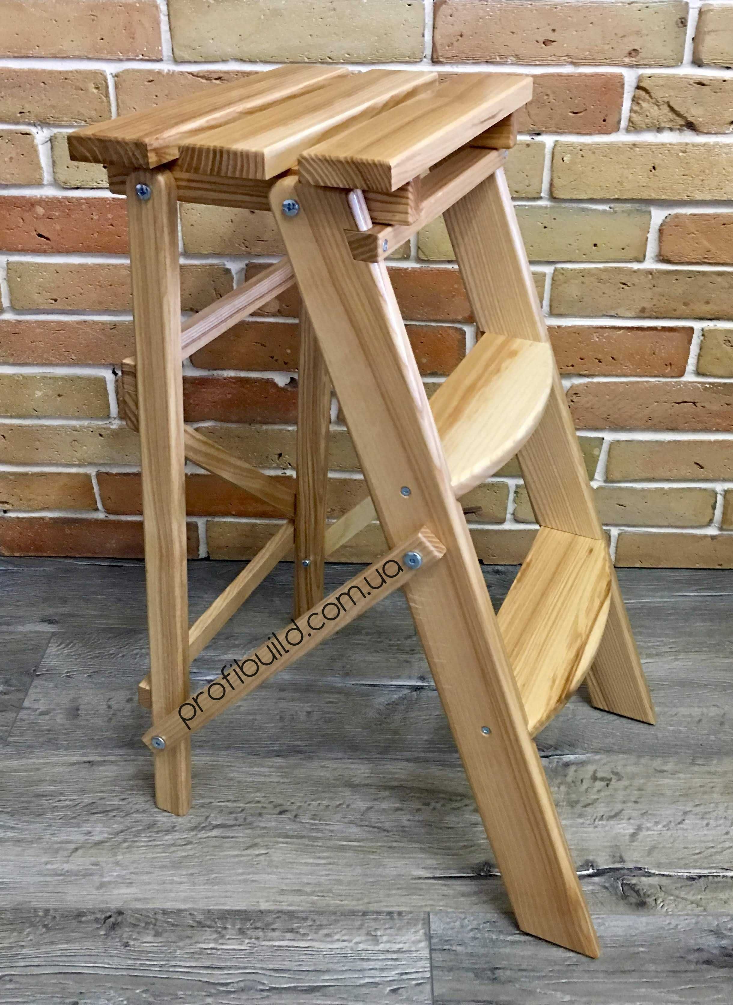 Дерев'яна стремянка-стул з ясеня. Інтер'єрна драбина-стілець з дерева.