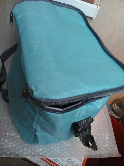 термосумка голубая с плечевым ремнём