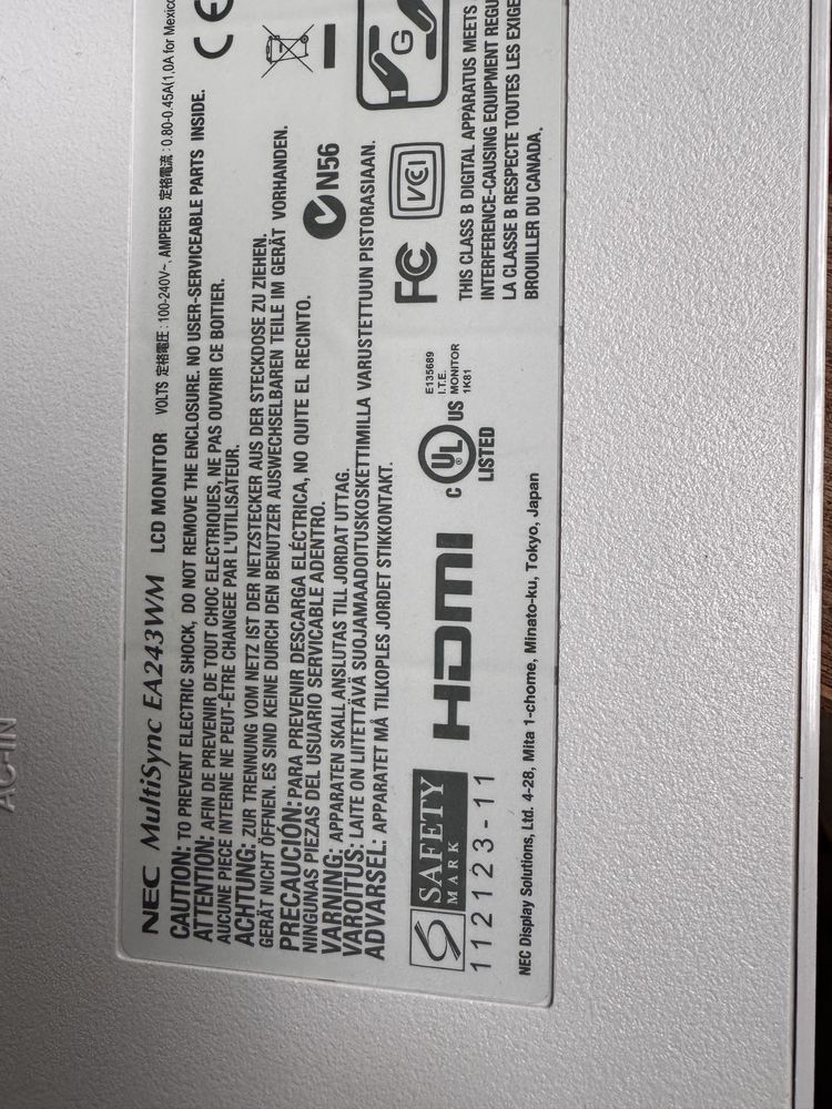 Monitor 24” Nec EA243WM