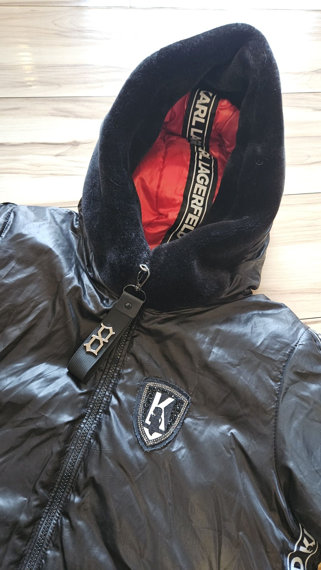 Kurtka damska woskowana pikowana płaszcz parka Karl Lagerfeld M 38