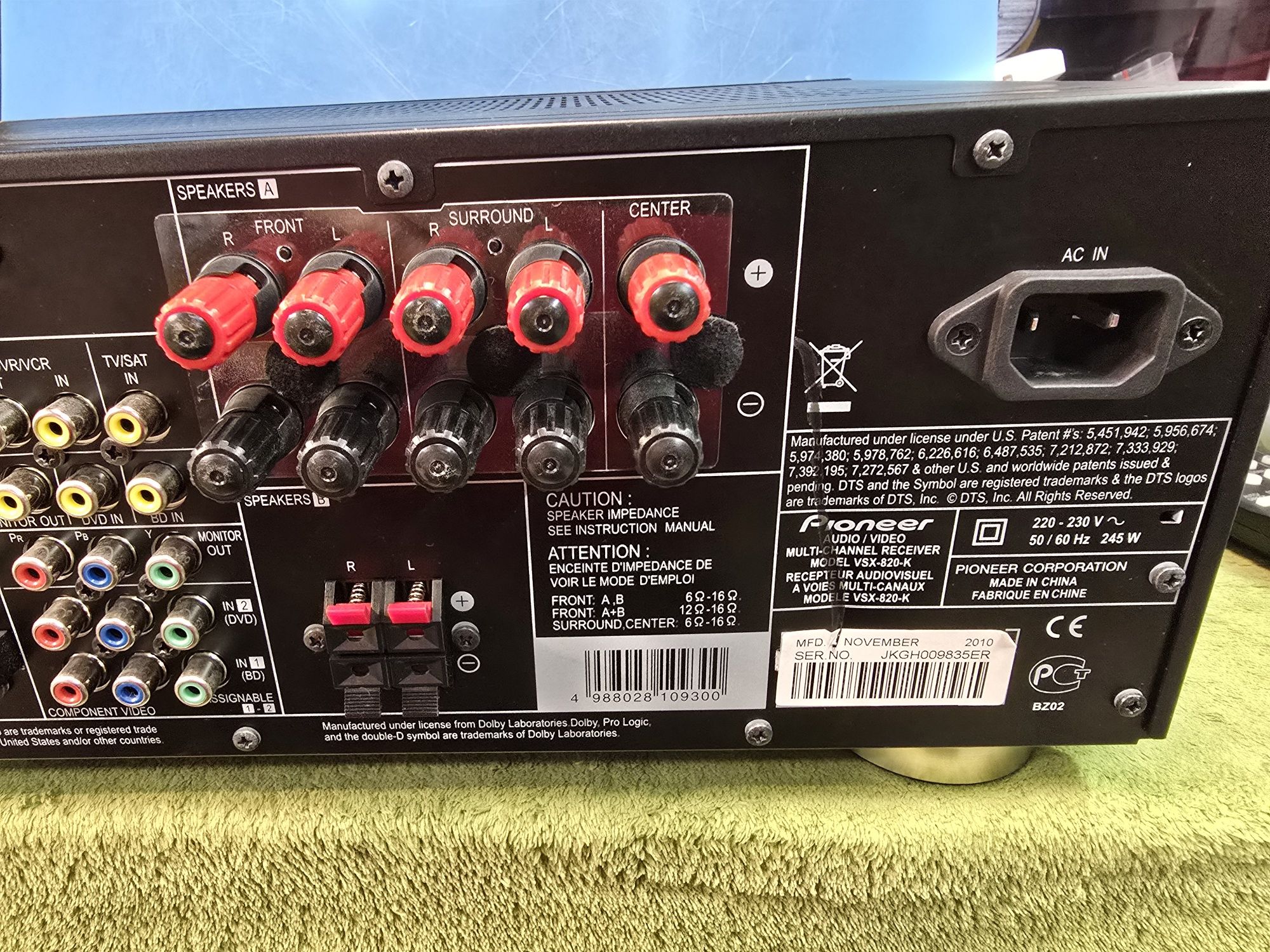 PIONEER VSX-820 amplituner kina domowego HDMI 5.1 + 2 + pilot.