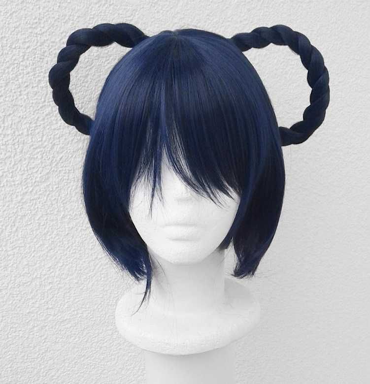 Xiangling Genshin Impact niebieska granatowa peruka cosplay wig