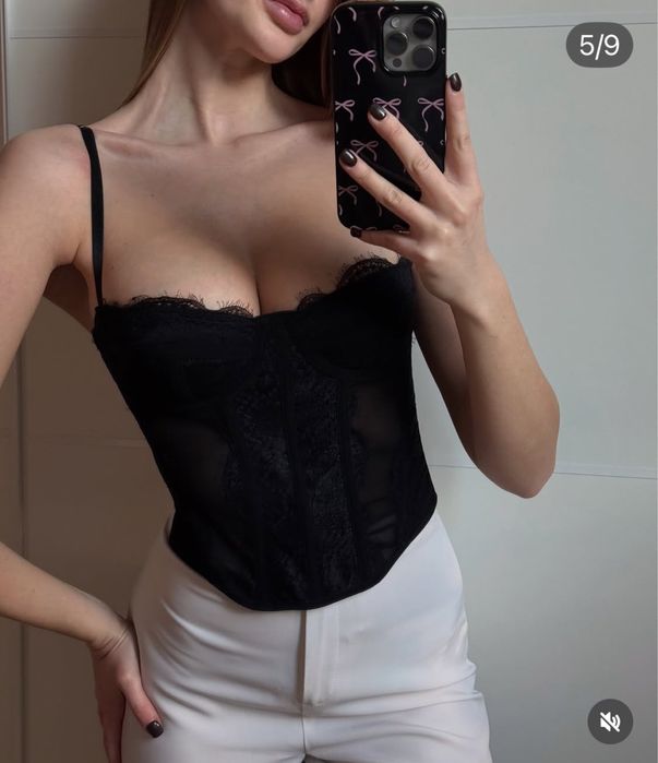 Корсет бюстьє чорний на гачках розмір м