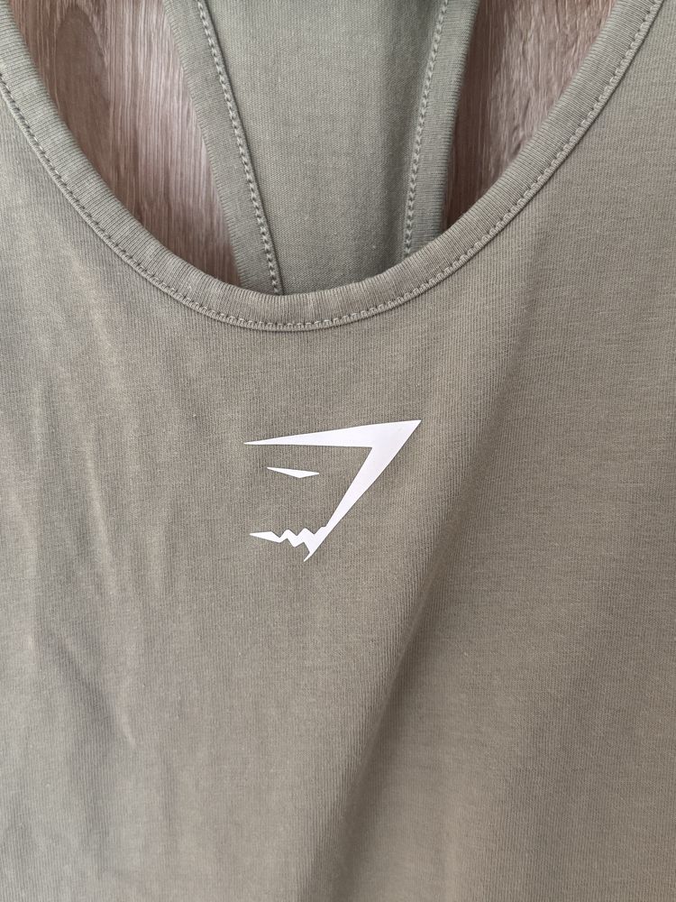 Tank top Gymshark S khaki fitness siłownia na lato modna hit