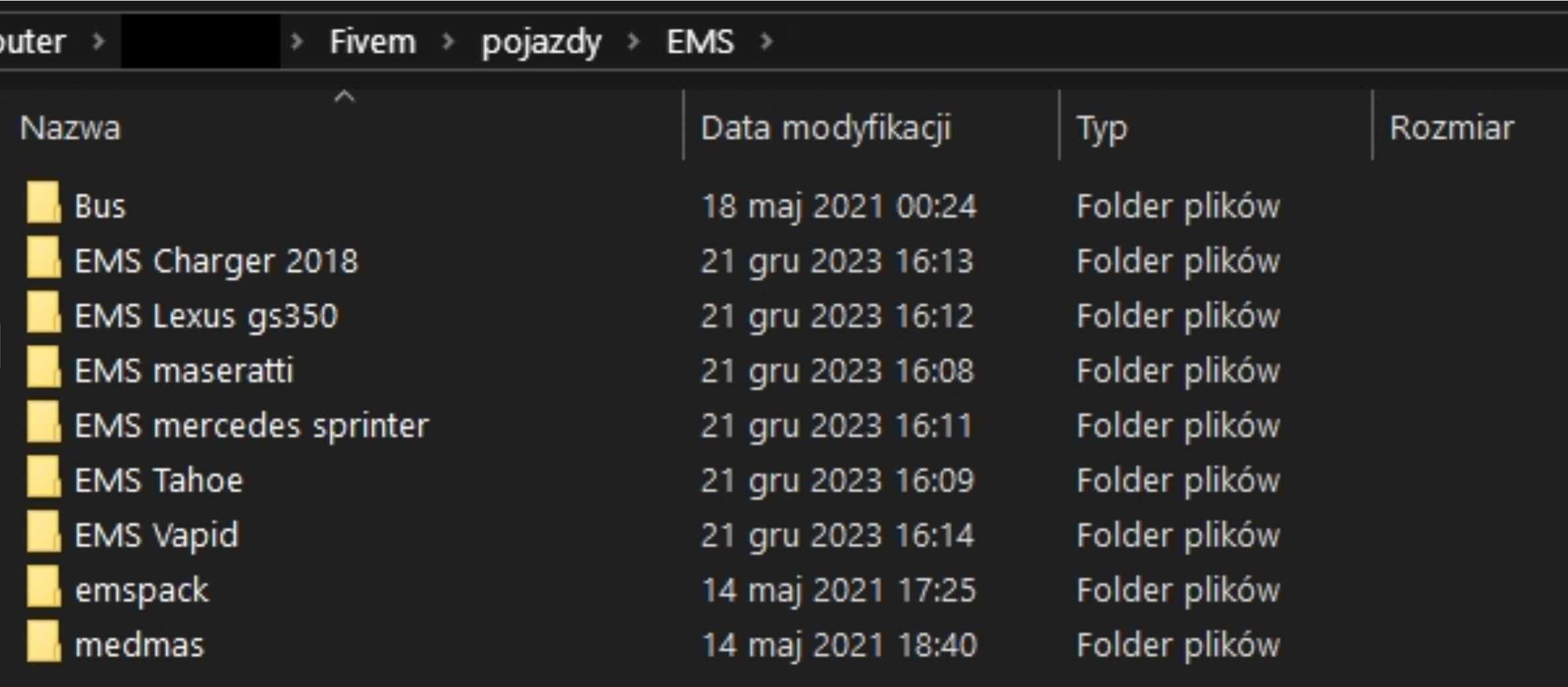 Paczka 1521 samochodów Fivem GTA V