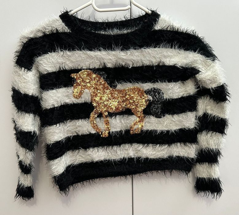 Ciepły sweterek 7-8 lat z koniem M&S