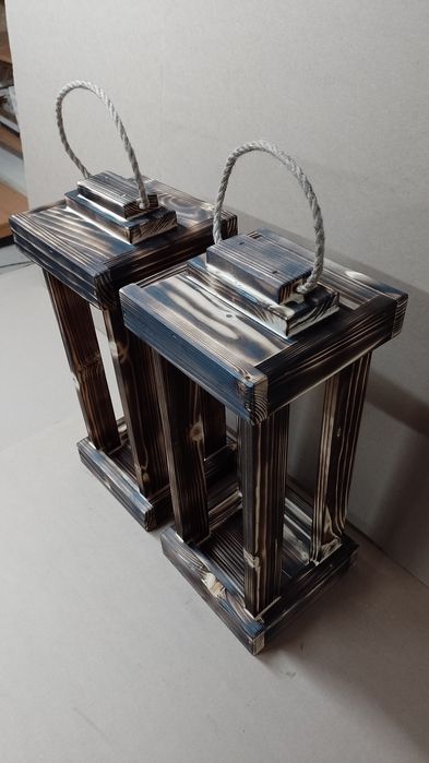 Lampion 46cm drewniany XXL 20x20cm z drewna  baza deska stroik latarni