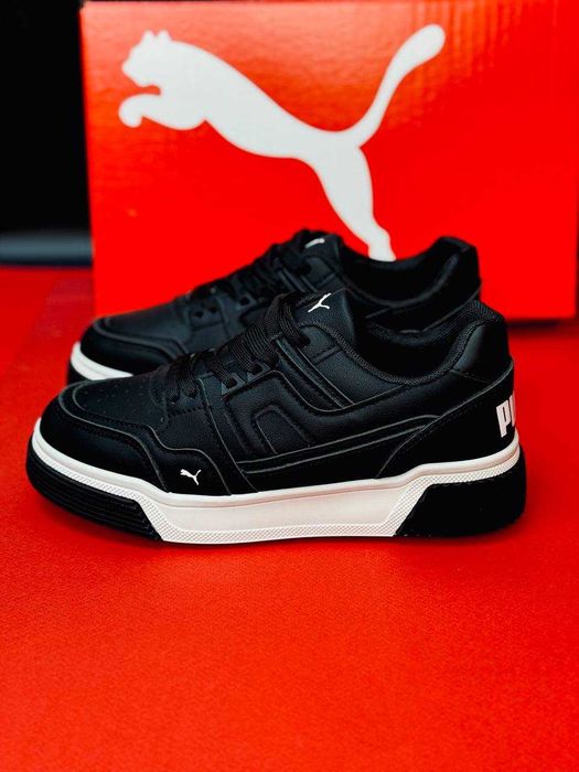 Цена за пару женские кроссовки пума черные натуральная кожа