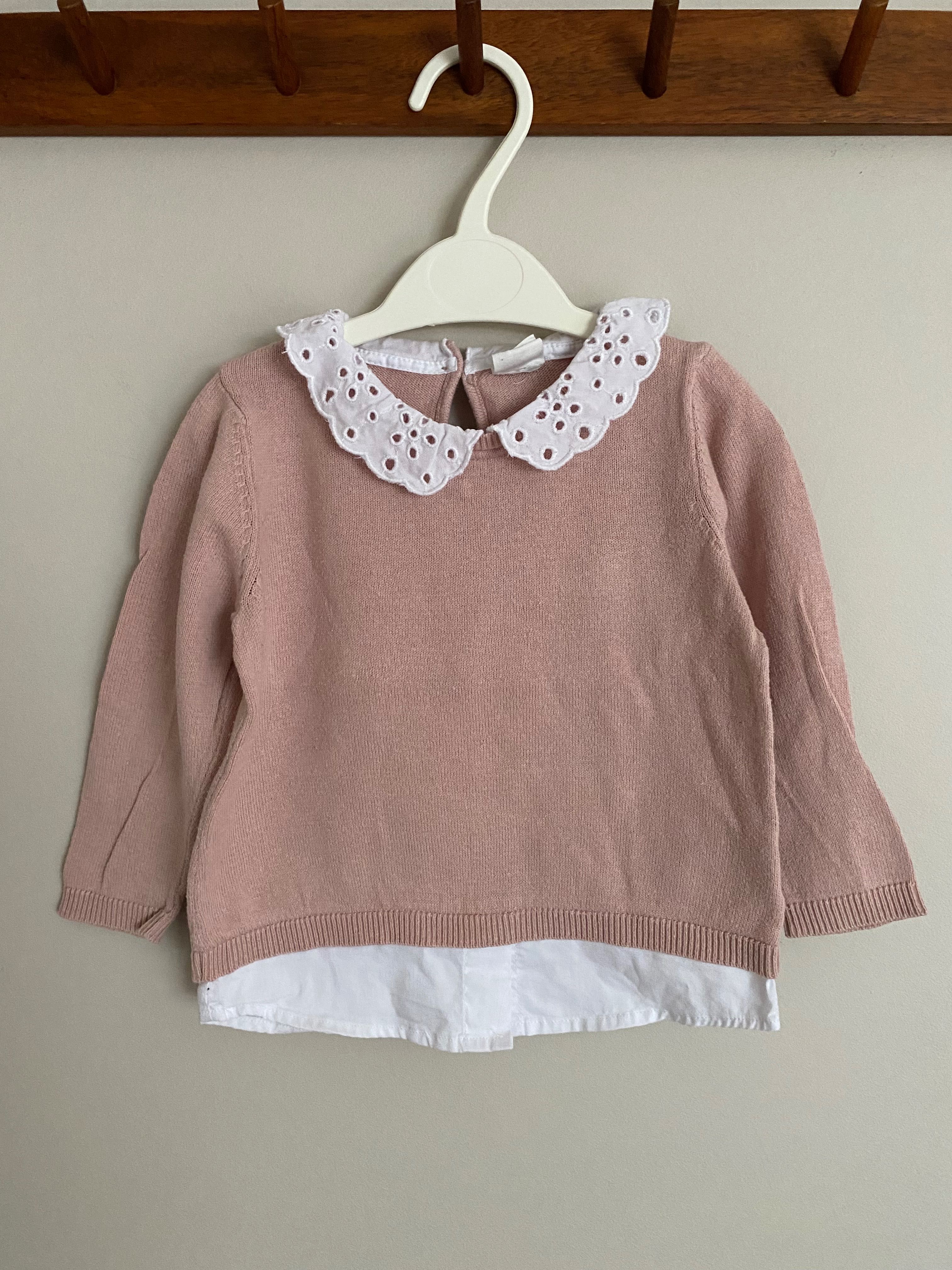 Sweterek bluzka różowa kołnierzyk H&M rozm 80