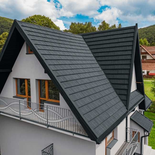 Blacha , dachówka z posypką skalną STORM kamień ONYX czarny OD RĘKI