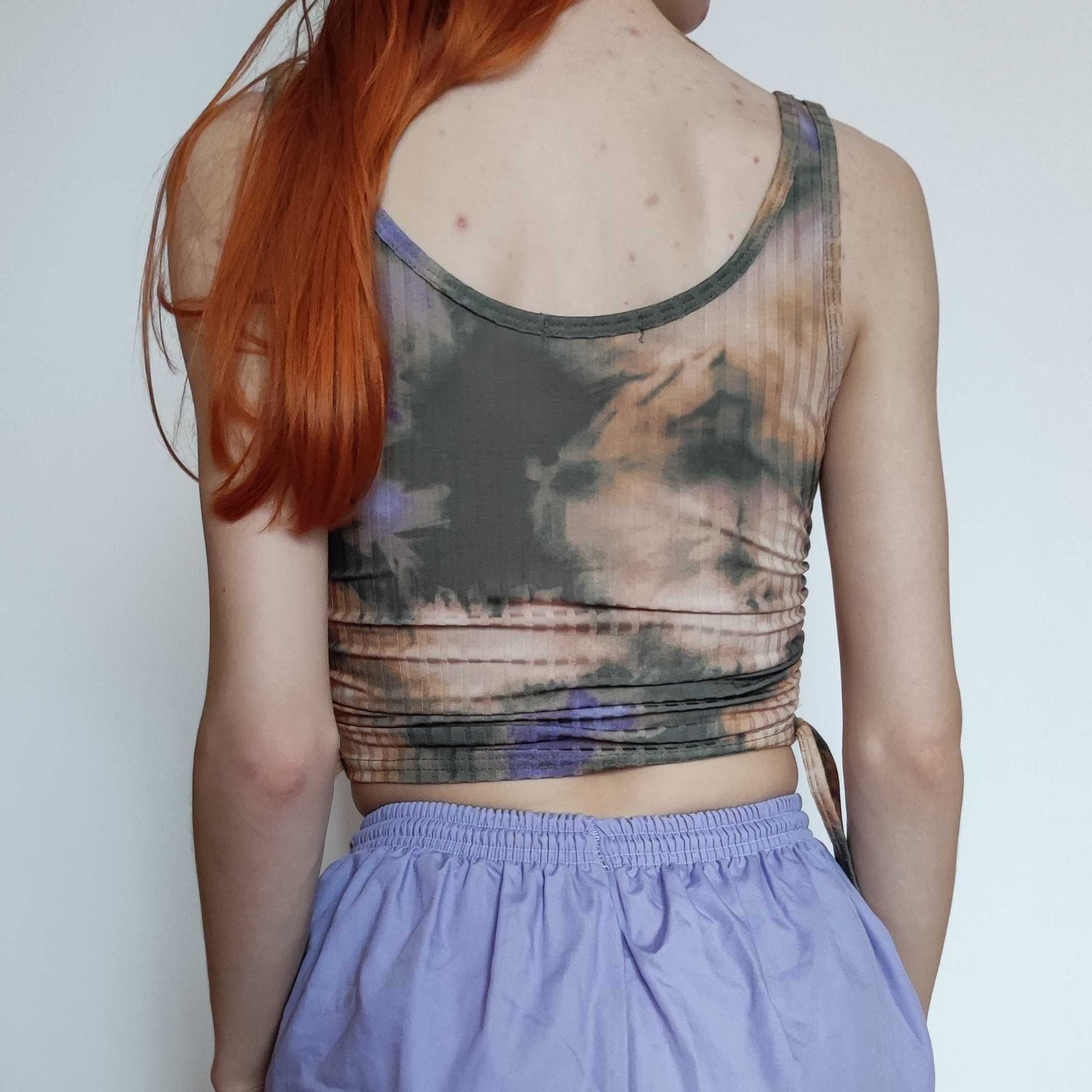 Zielony top na ramiączkach tie dye rozm. XS y2k fairycore