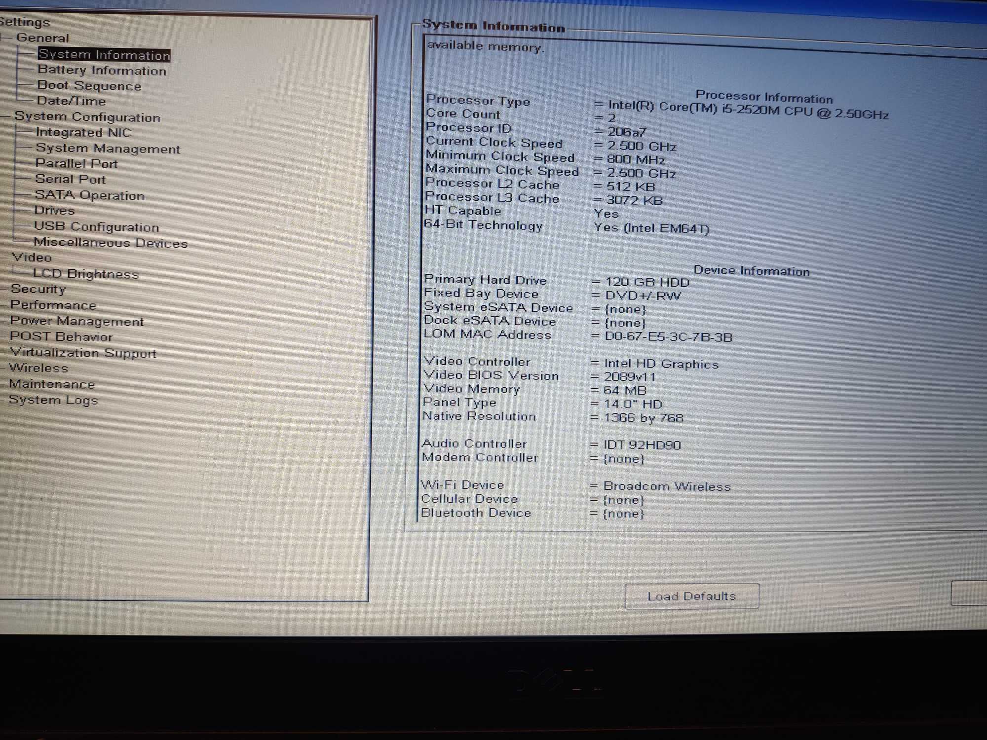 Dell E5420, 4GB, i5, 120HDD