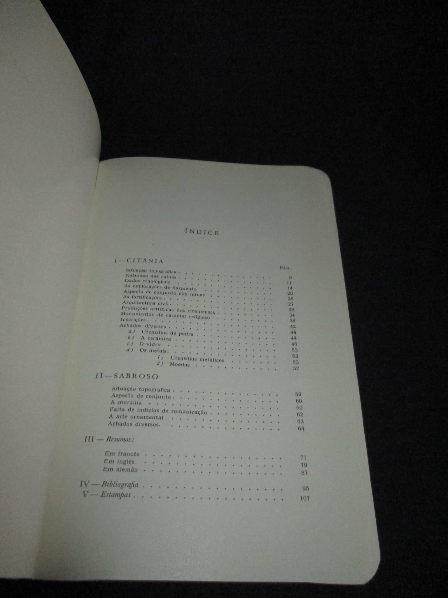 Livro Citânia De Briteiros e Castro de Sabroso Mário Cardoso Numerado