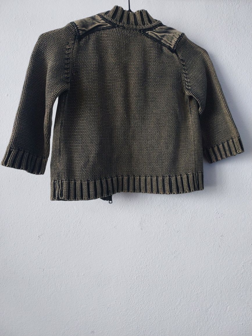 Czarno-brązowy sweterek na zamek błyskawiczny rozmiar 86-92cm/1,5-2lat