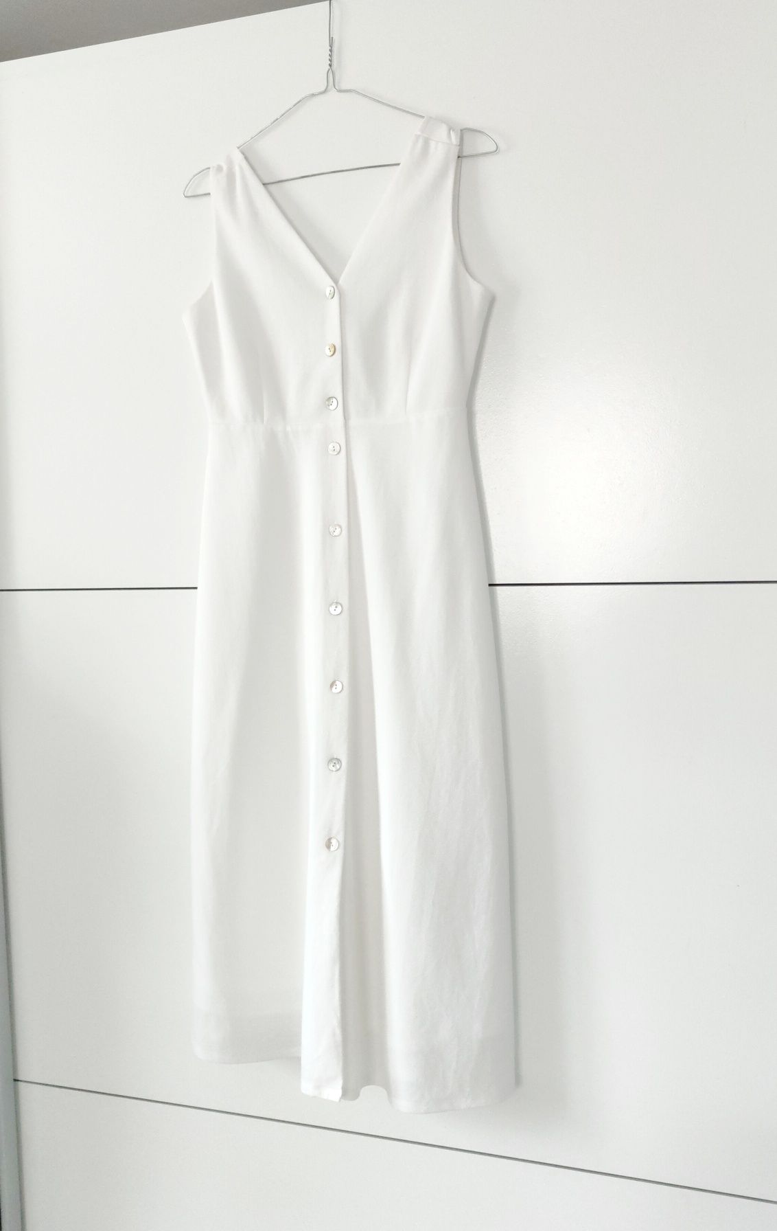 Sukienka Massimo dutti 36 S biała złamana biel wiskozowa midi