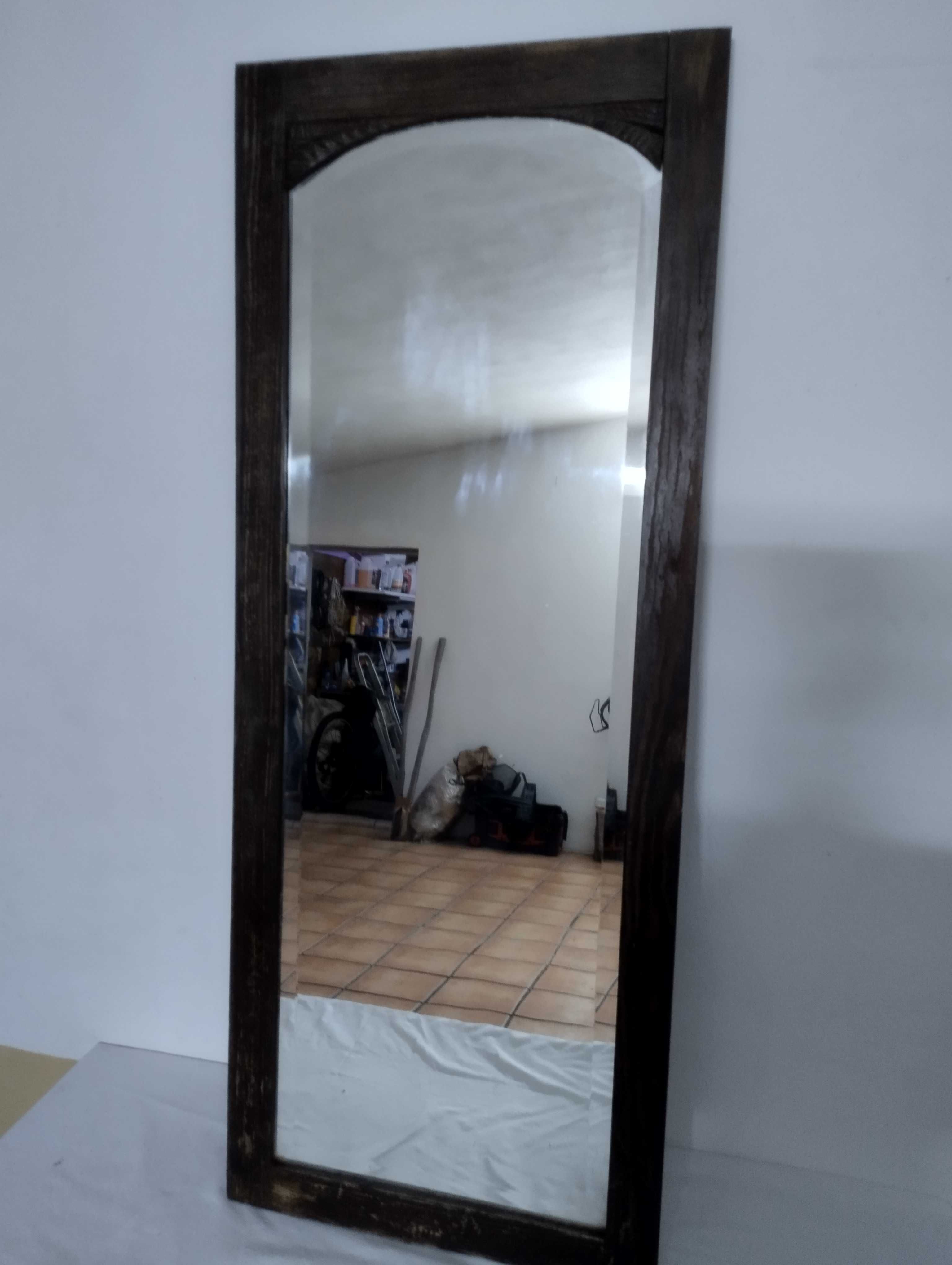Espelho cristal antigo madeira trabalhada 110+47