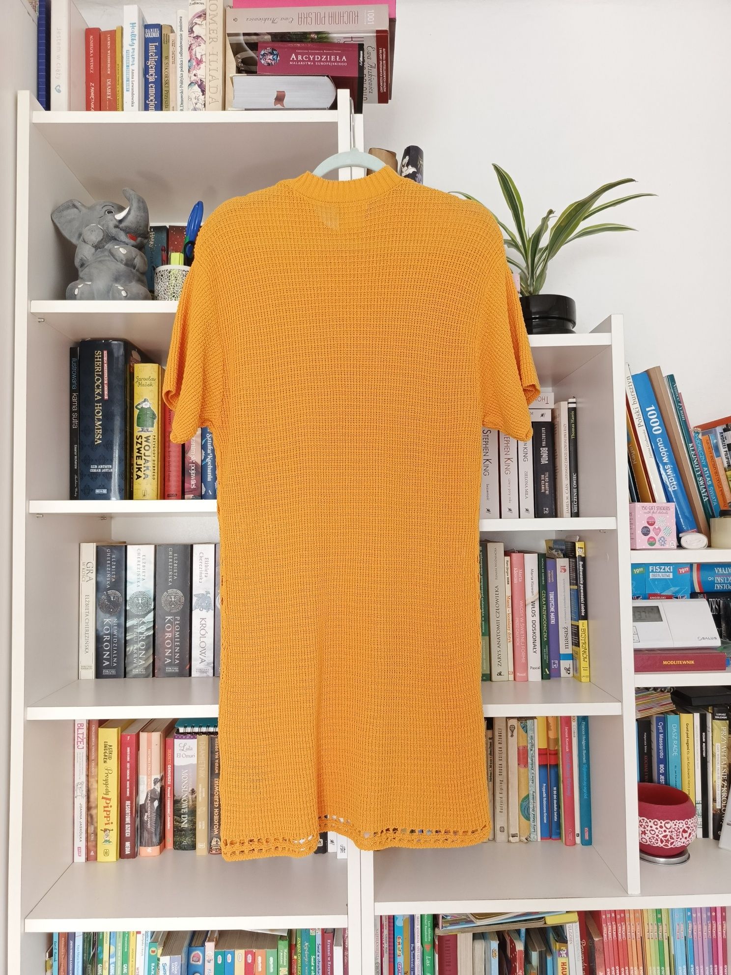 Sukienka, H&M, S, żółty, pomarańczowy, 100% bawełna, dzianinowa