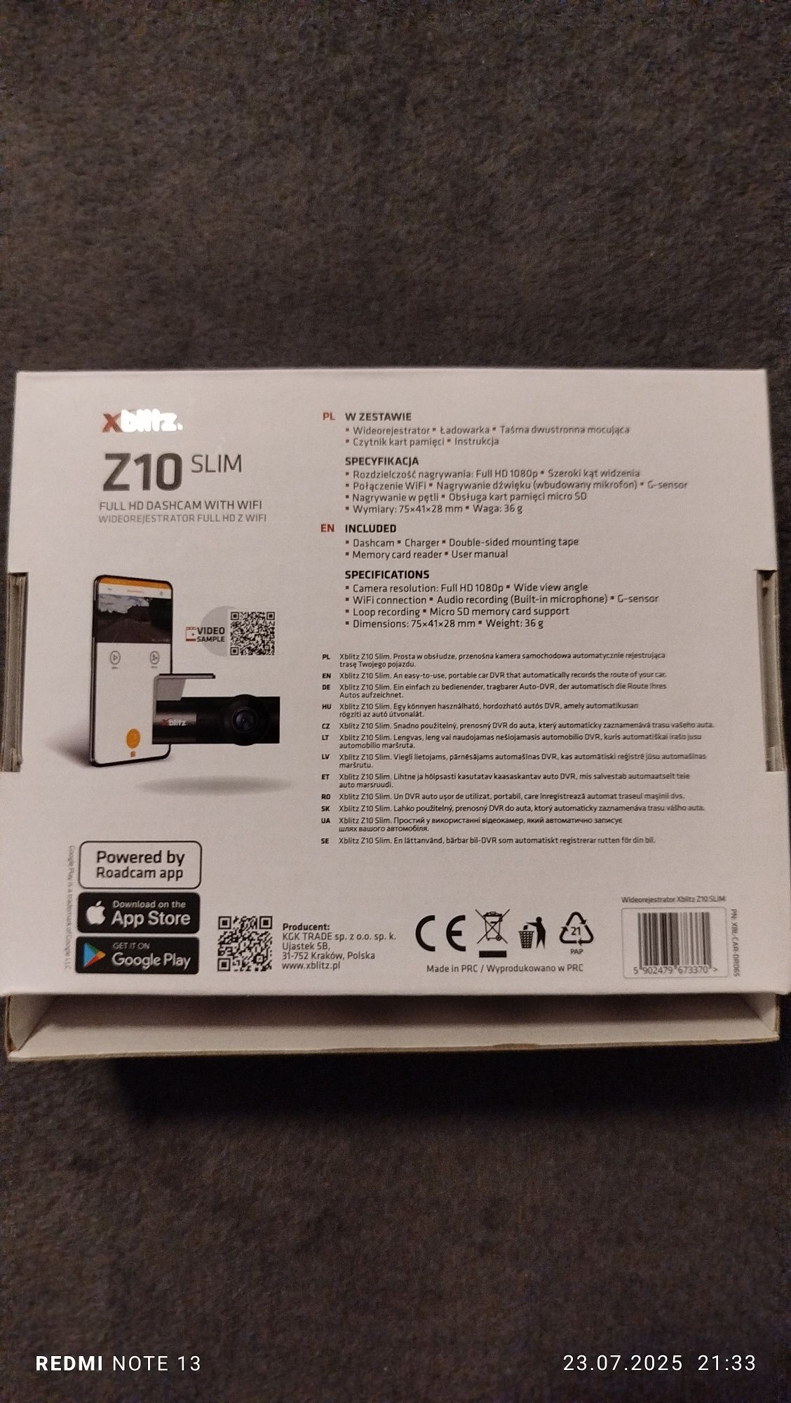 Kamera samochodowa xblitz Z10