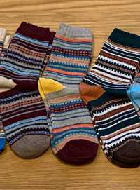 Pack com 5 pares de meias grossas masculinas listradas coloridas