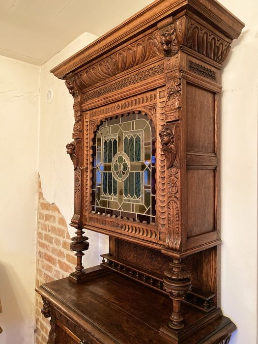 Neorenesansowy Kredens Francuski Dąb Antyk