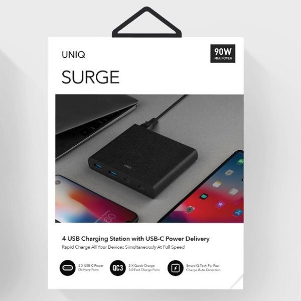 Stacja Ładowania UNIQ Surge 90W z USB-C PD 3.0 & Quick Charge 3.0