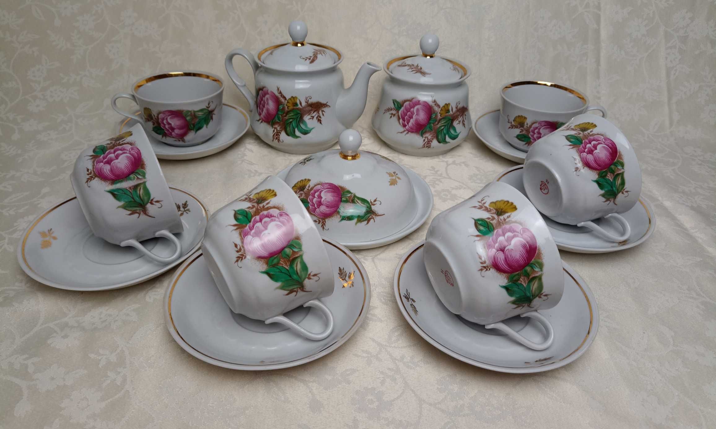 NOWY Porcelanowy SERWIS do herbaty na 6 osób Porcelana ZSRR.Sumy#517