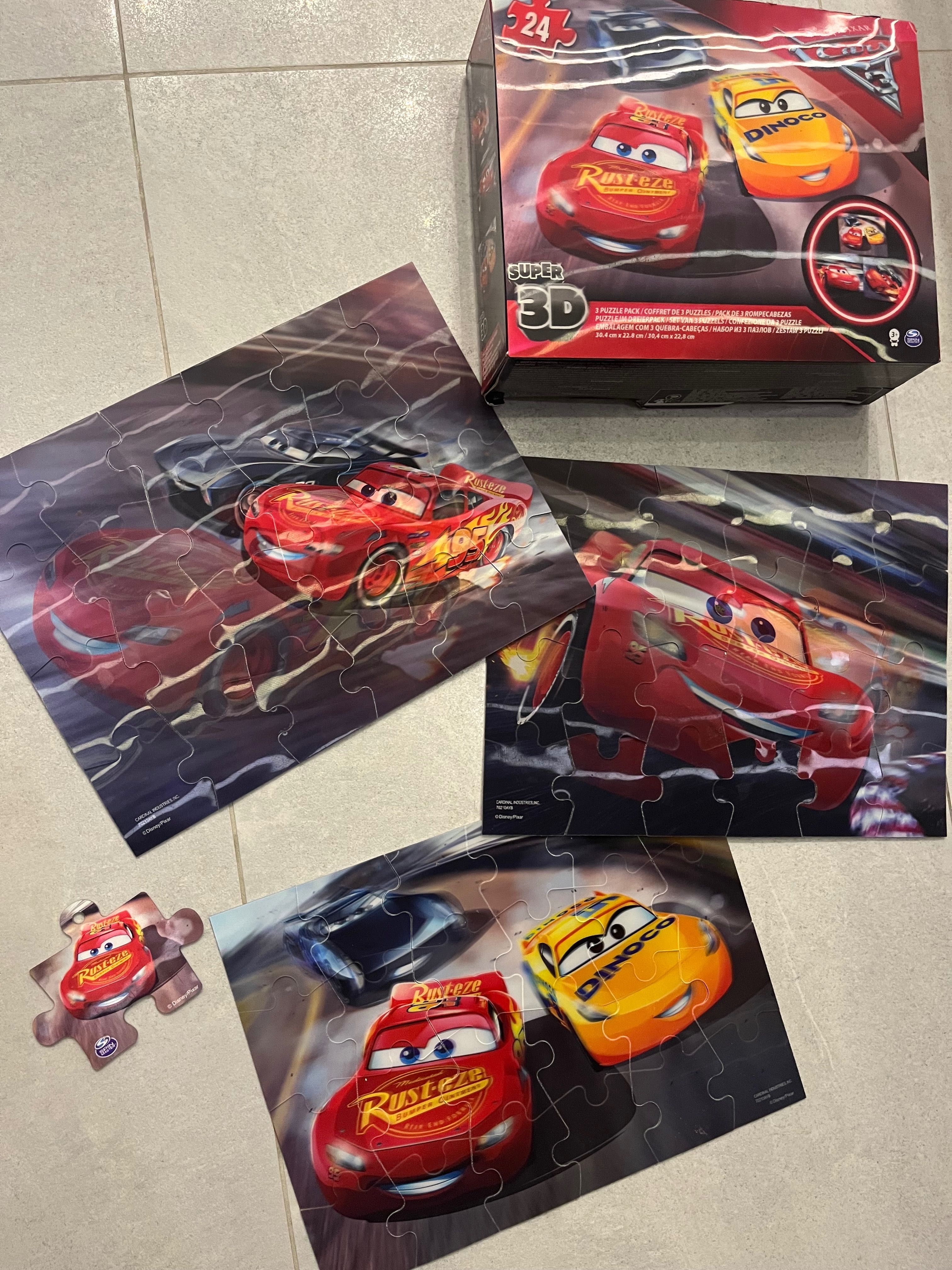 Zestaw 3w1 puzzle 3D Cars Disney Pixar wiek 3+