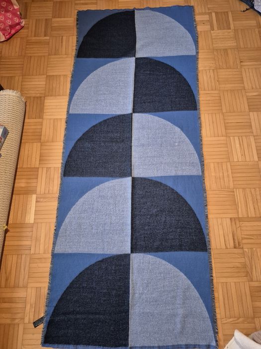 Zara szal szalik duży dwustronny 200 x 80 cm niebieski granatowy