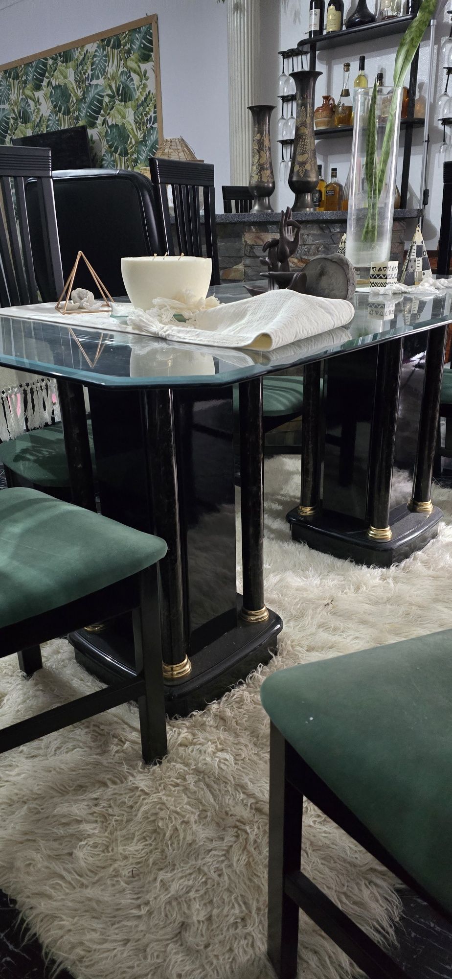 Mesa vidro de sala com 8 cadeiras