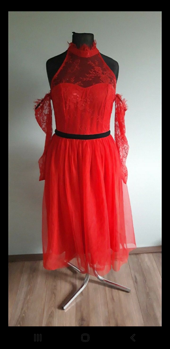 Asos czerwona midi elegancka sukienka XL