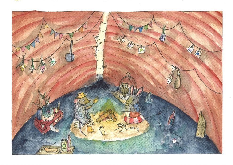 Ilustracje ręcznie malowane akwarelami i rysowane, rysunki na prezent