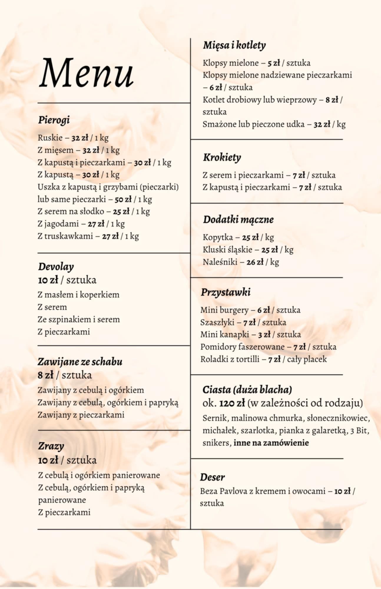 Pierogi, krokiety, mięsa, ciasta, placki CATERING