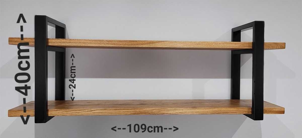 Regał wiszący, Półki 109 x 20 cm, Dąb Naturalny, Loft, niepowtarzalny.